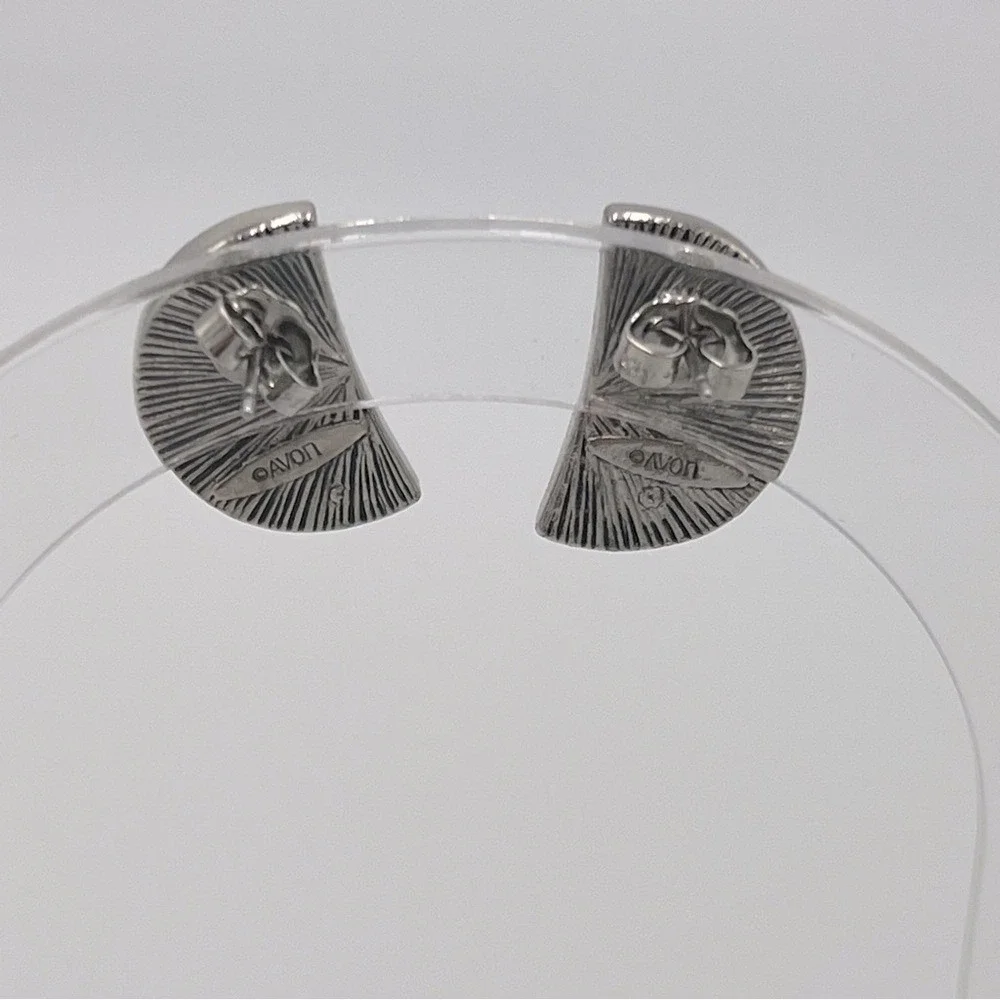 Avon Watermelon Slice Enamel Stud Earrings Silver Tone Vintage Summer Jewelry